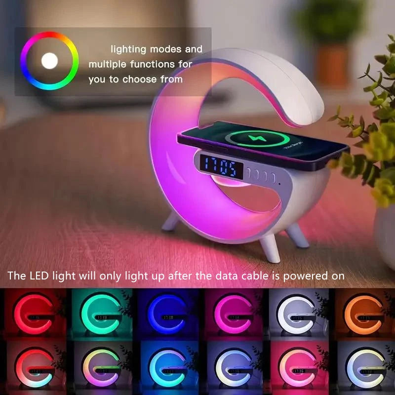 Wireless Charging Stand with RGB Light, Built-in Alarm & Speaker - 6