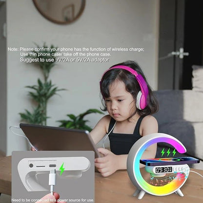 Wireless Charging Stand with RGB Light, Built-in Alarm & Speaker - 4