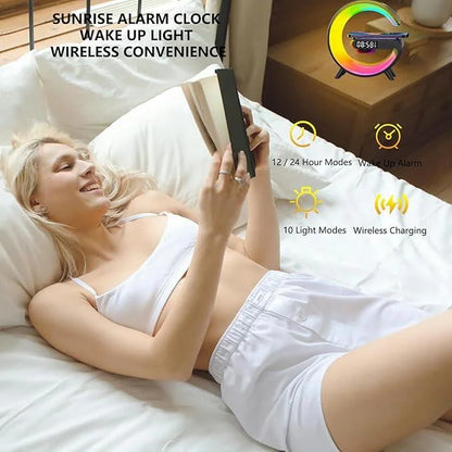 Wireless Charging Stand with RGB Light, Built-in Alarm & Speaker - 2